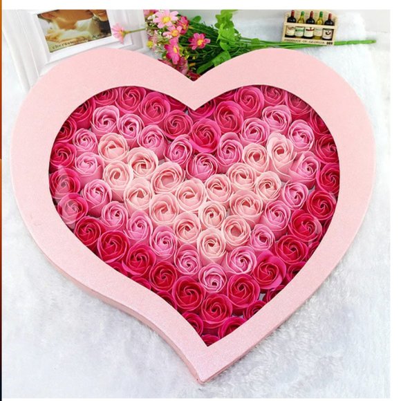 Other - pink ombre roses flower floral soap heart shape gift box nwot